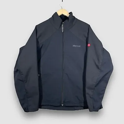 Marmot Jacket Mens Large Black White Softshell Fleece Lined Outdoors Coat • $26.99