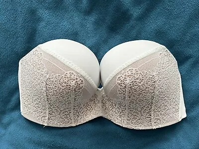 EXCELLENT CONDITION Wonderbra Ultimate Strapless Bra Nude Beige Lace 30F • £22