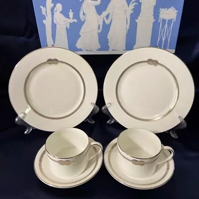 WEDGWOOD Vera Wang Vera Infinity Cup Saucer Plate Trio Pair Set • $254.84