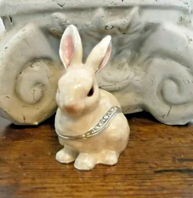 White Rabbit Trinket Box Hinged Jeweled Enamel NIB - Beautiful • $29.75