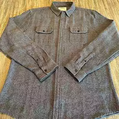 Men's Tank Farm & Co. Houndstooth Zip Up Long Sleeve Collar Shirt Jacket Large • $20