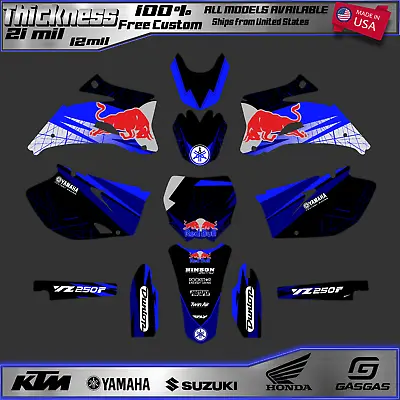 Yamaha YZ 250F/450F 2006-2009 Blue Red Bull Graphics Kit - Customizable • $131.96