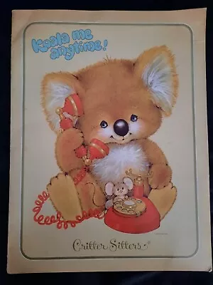 Vintage 80's Mead CRITTER SITTERS Pocket Portfolio Folder Koala Me Anytime!  • $6.95