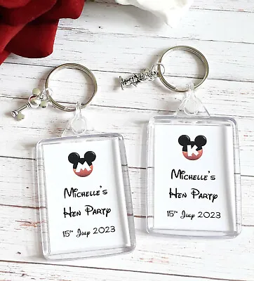 £1.15 • Buy Mickey Ears Initial Charm Hen Party Favour Keyring - TeamBride Bridesmaid Disney