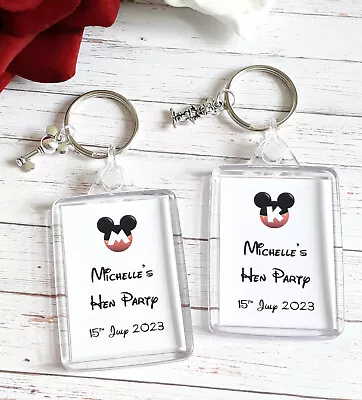 £1.15 • Buy Mickey Ears Initial Charm Hen Party Favour Keyring - TeamBride Bridesmaid Disney