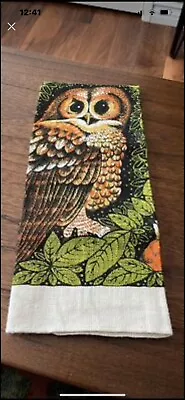 Vintage Kay Dee Lois Long OWLS Linen Tea Towel Never Used NOS • $22