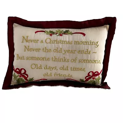 Christmas Throw Pillow Imported C & F Petite Morning Lodge Cabin Friends Satin • $19.97