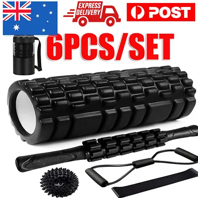 6 IN 1 Yoga Roller Set Foam Roller Massage Ball Muscle Relief Resistance Band AU • $23.89