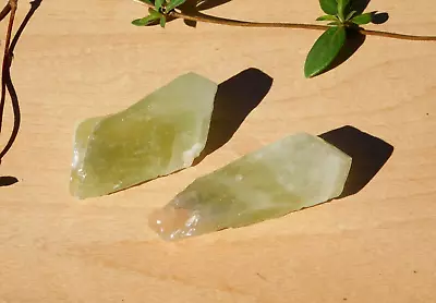 Green Calcite Crystals Set Of Two Heart Crown Chakra Energy Healing Meditation • $18