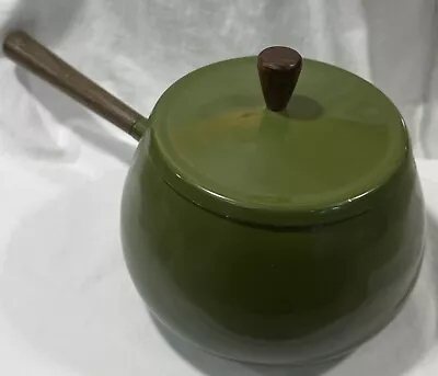 Vintage Green  Avocado MCM Wood Handle Fondue Pot  1970s • $9.99