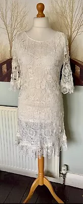 Polo Ralph Lauren Lace Dress & Underslip - Size : 12 - Next Day Posting • £30