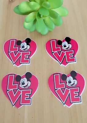 4 Piece Mickey Mouse Valentine Resin Flat Back Cobochon Hair Bow Cake Toppers • $2.25