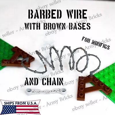 BARBED WIRE And Chain With Bases • MOC Custom Bricks For Minifigs • $6