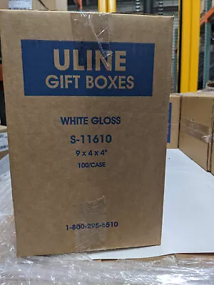 Uline Gift Boxes - 9 X 4 X 4  White Gloss 100 Boxes/Case (S-11610) • $15