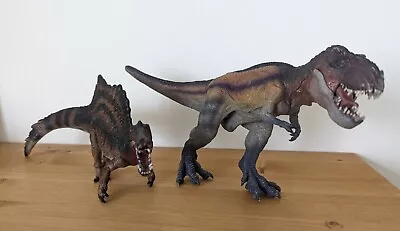 Papo T-Rex Tyrannosaurus Dinosaur & Schleich Spinosaurus Figure Toy Moving Jaw • £22.99