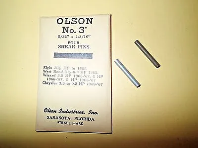 $8.95 • Buy (2) Vintage Olson No. 3,   5/32  X 1-3/16   Boat Motor Shear Pin Set. 