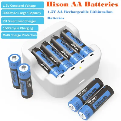 Hixon Rechargeable AA Lithium Batteries 1.5V Constant Voltage 3500mWh Lot • $60.77