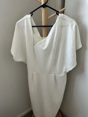 $16.40 • Buy Asos Dress Size 14 White Short Sleeve Size Zip Mesh Details Inserts