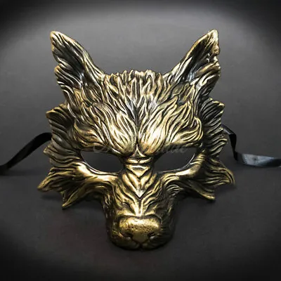 Wolf Animal Masquerade Mask Men's Masquerade Mask Halloween Gold Mask • $19.95