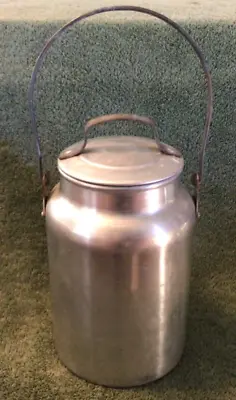 Vintage Metal Milk Cream Can Jug Pail W/ Lid And Bail Handle • $20