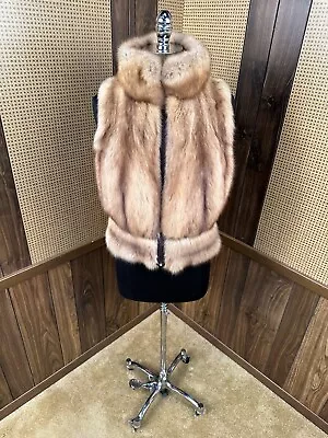 Beautiful Elena Benarroch Designer Golden Sable Fur Vest Jacket Coat Xs X-small • £1135.44