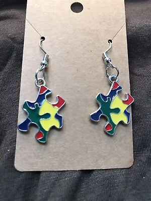 Autism Awareness Puzzle Piece Earrings • $15