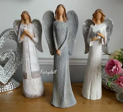 BEAUTIFUL ANGEL FIGURINES PEACE LOVE OR HOPE TALL STANDING ANGEL ORNAMENT 29cm • £18.95