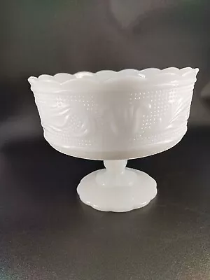 E.O. Brody Co M6000 Cleveland USA White Milk Glass Pedestal Bowl 6  X 6  • $12