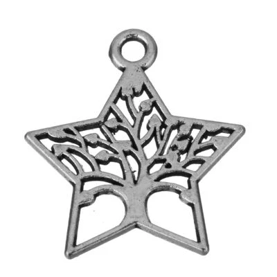 £2.50 • Buy Tibetan Silver Charms Tree Of Life Star Shape 21mm 10pcs C106
