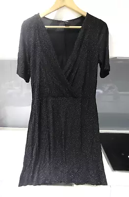 MONKI DESIGNER Black White TINY SPOTS POLKA DOTS Dress Size S Size 10 Approx • $12.62