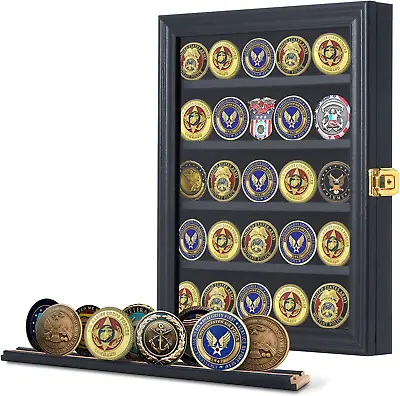 Jinchuan Military Challenge Coin Display Case Lockable Cabinet Rack Holder Sh... • $41.10