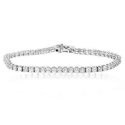 5 Ct Princess Diamond Tennis Bracelet Women 14K White Gold 7 Inch Square SI2-I1 • $4189.99