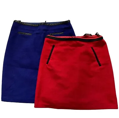 £1.99 • Buy Two M&S Skirts Size 10 Red Blue Short Midi Classic 60’s  Mod Style