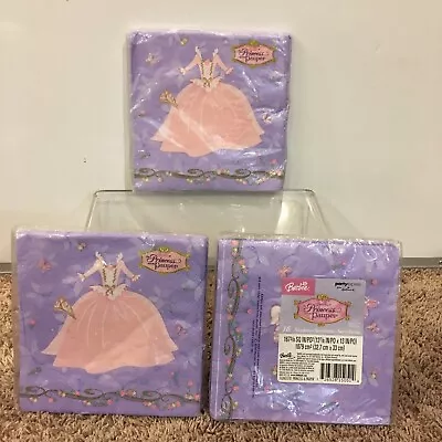 BARBIE PRINCESS & THE PAUPER LUNCHEON 16 NAPKINS  PARTY SUPPLIES 3 Packages New • $13.50