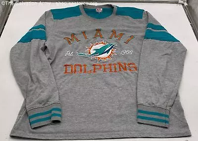 NFL Men's Gray/Teal 'Miami Dolphins' Long Sleeve Crew Neck Pullover Shirt Size M • $19.99