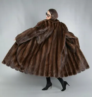 1xl-3xl Real Mink Fur/leather Strips Coat Luxury Warm Beautiful Softness • $564