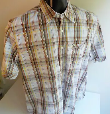 MALIBU COWBOY SS Plaid Button Front Shirt 100% Cotton SZ L Multicolor • $24.95