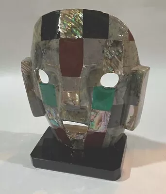 Mexican Mayan Tribal Burial Face Mask Mosaic Gemstone Abalone Shell Onyx Decor • $20