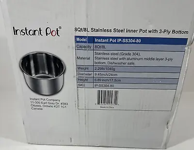 Instant Pot 8 Quart/8L Stainless Steel Inner Cooking Pot Open Box New Replacemen • $30.77