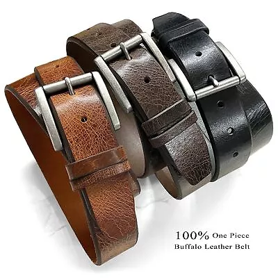 Classic Casual Full Leather Belt Vintage 100% Genuine Leather Belt 1-1/2  Wide • $15.16