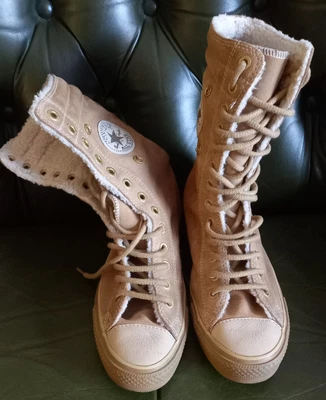 £12.50 • Buy Converse Chuck Taylor All Star High Size 8 Beige Fleece Lined
