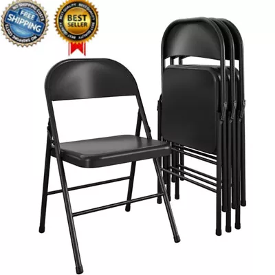 New Commercial Heavy-duty Steel Folding Chairs Stackable Picnic Party (Set Of 4) • $78