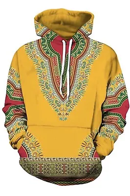 Unisex African Print Dashiki Long Sleeve Fashion Hoodies Sweatshirt Size L • $18