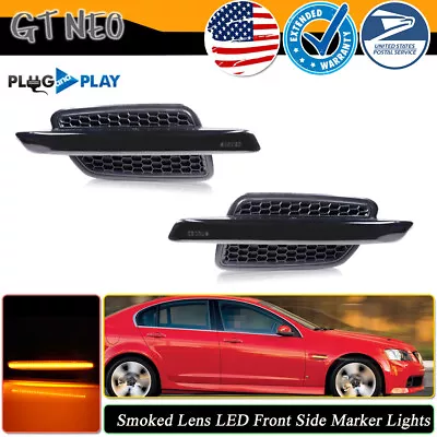 For 08-09 Pontiac G8 Smoked Lens Amber LED Front Fender Side Marker Light Lamps • $54.99