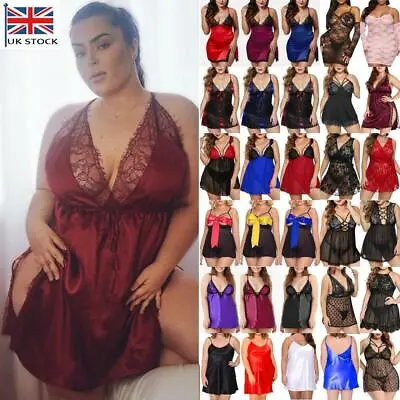 £3.19 • Buy PLUS SIZE Women Sexy Lingerie Chemise Nightdress Babydoll Sleepwear Nightwear UK