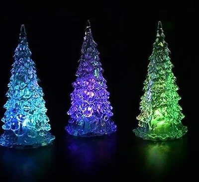 3pcs LED Crystal Plastic Miniature Christmas Xmas Tree Color Changing Light Gift • $19.99
