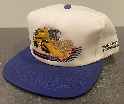 New Holland Twin Rotor Combines White & Blue Snapback Vintage K-Products Hat Cap • $17.99