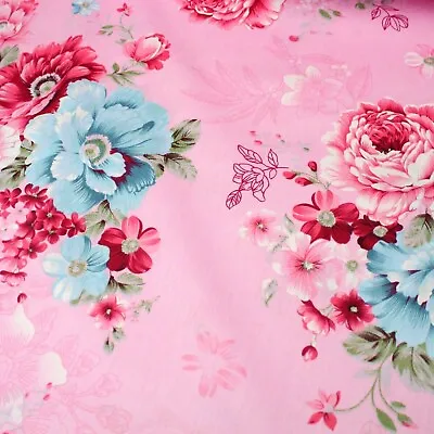 Cabbage Rose Ribbon 100% Cotton Fabric Sold By The Meter 63  Super Width  • £5.50