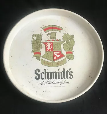 Vintage Schmidts Beer Of Philadelphia White Round Metal Beer Advertising Tray • $44.99