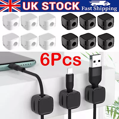 6pcs Magnetic Cable Clips Self-Adhesive Cord Organizer Holder Desk Cables Fixed` • £1.44